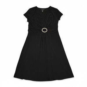 R&M Richards Black Midi Dress with Embellished Ring